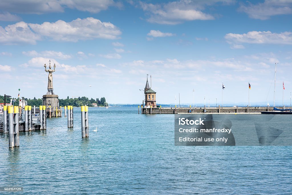 Lake Constance Konstanz, Germayr - June 16, 2014: The harbor of Konstanz, Germany on June 16, 2014. The historic town of Konstanz is located at Lake Constance, bordering Switzerland. Foto taken from Hafenstreet with view to the harbor Architecture Stock Photo