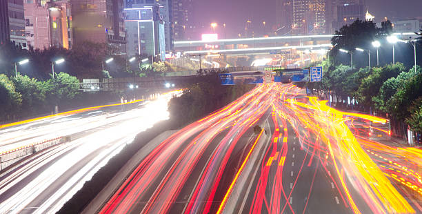 istock Big city road car lights at night 502157815