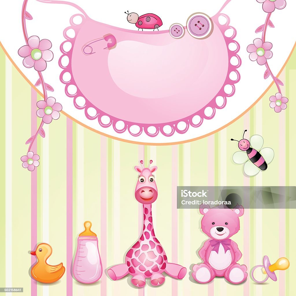 Baby shower card  Baby shower card with toys. Arrival stock vector