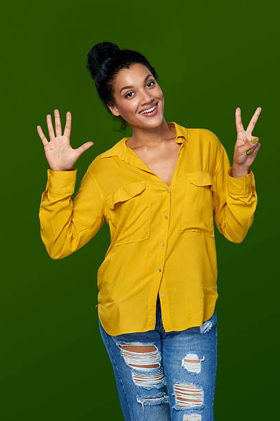 istock Woman showing seven fingers 502158796