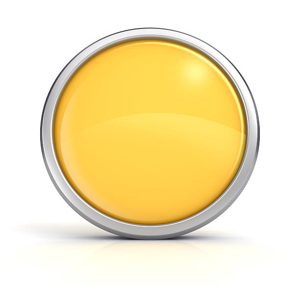 Botão amarelo ícone com espaço para texto - foto de acervo