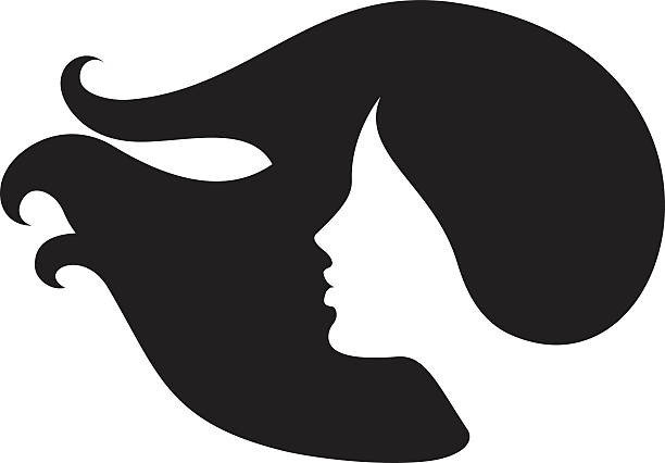 실루엣 여자 - silhouette women black and white side view stock illustrations