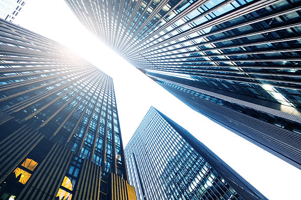 istock Skyscrapers from ground view with sky 502161146