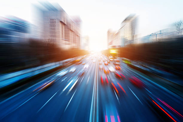 Motion blur traffic in city