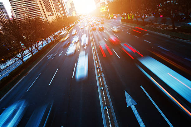 istock Motion blur traffic in city 502161676
