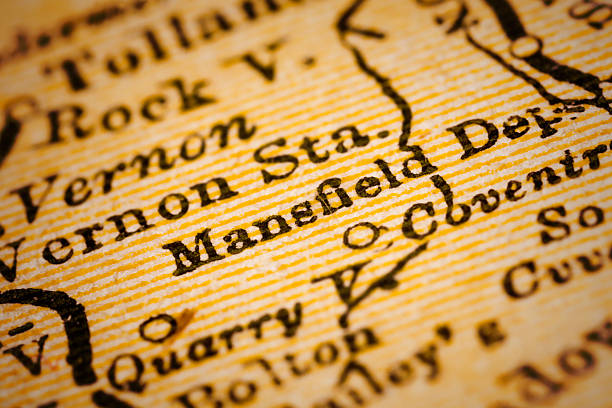 istock Mansfield, Connecticut on an Antique map 502162752
