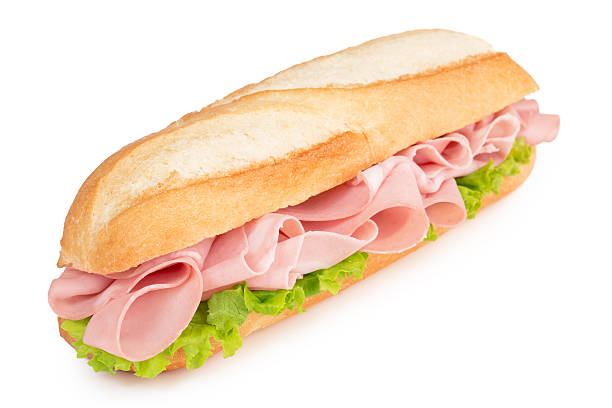 mortadella sub sandwich with italian sliced meat isolated on white baloney photos stock pictures, royalty-free photos & images