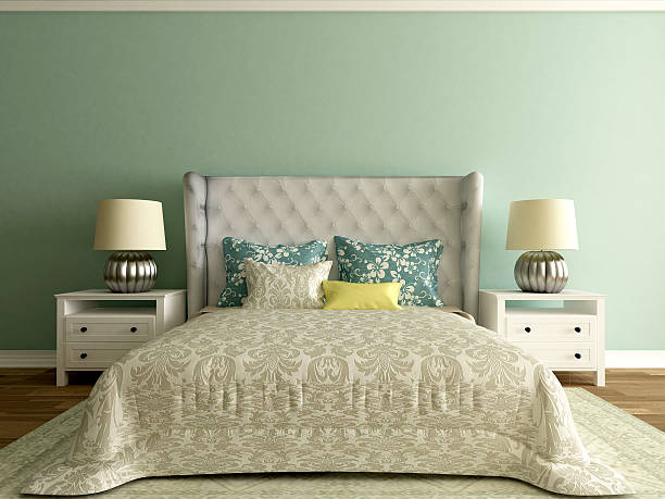 bedroom interior, elegant room stock photo