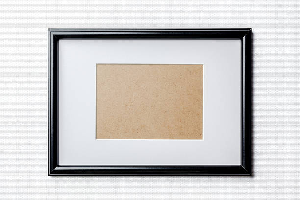 Black thin frame on white bricks background Black plain empty thin wood picture frame with white mat passe-partout on white bricks background mat photos stock pictures, royalty-free photos & images