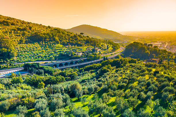 Tuscany panoramic italian motorway.