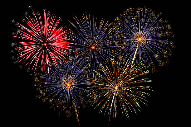 istock Colorful fireworks of various colors on black background 502181974