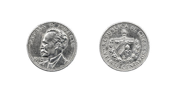 botón 20 centavos. la república de cuba - moneda de veinte cinco centavos fotografías e imágenes de stock