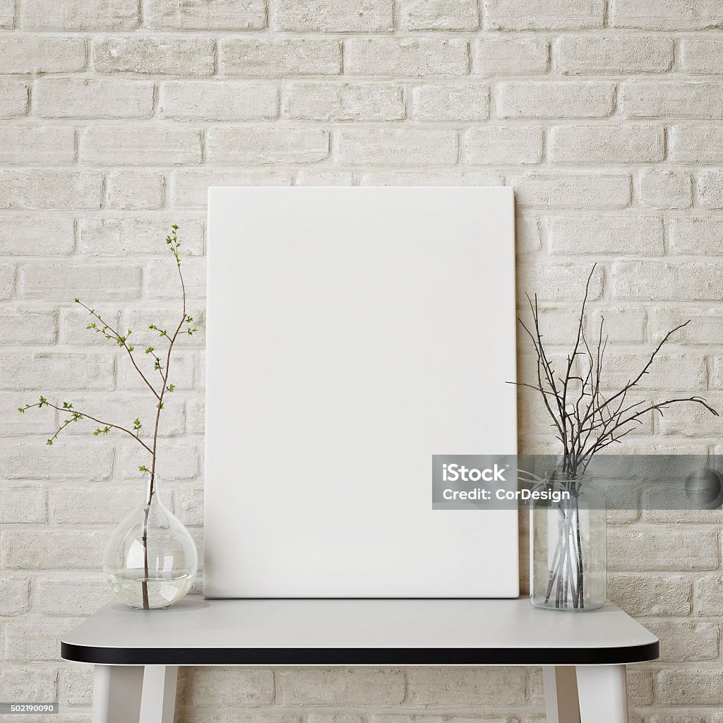 White hipster's composition, mock up poster White hipster's composition, mock up poster, 3d rendering Artist's Canvas Stock Photo