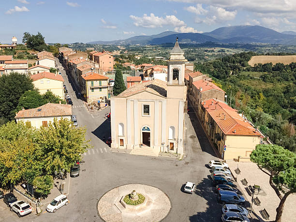 Aerial view of the old city of Stimigliano, Italy  Stimigliano, Italy - September 20, 2015: Aerial view of the old city of Stimigliano, which is a comune in the Province of Rieti Italy. rieti stock pictures, royalty-free photos & images