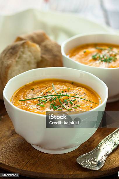 Sopa De Zanahoria Foto de stock y más banco de imágenes de Alimento - Alimento, Cebolleta, Cena