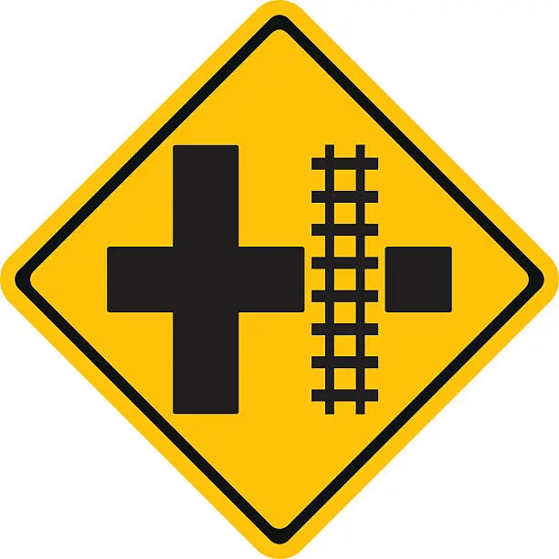 Vector illustration of Warning traffic sign Railroad crossing