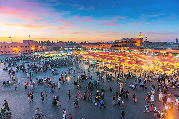 istock Evening Djemaa El Fna Square with Koutoubia Mosque, Marrakech, Morocco 502192754