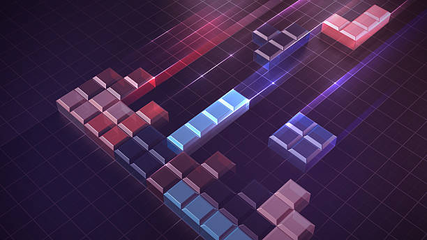 tetris quarteirões conceito de construção e de solução de problemas - jogo de vídeo de empilhar blocos - fotografias e filmes do acervo
