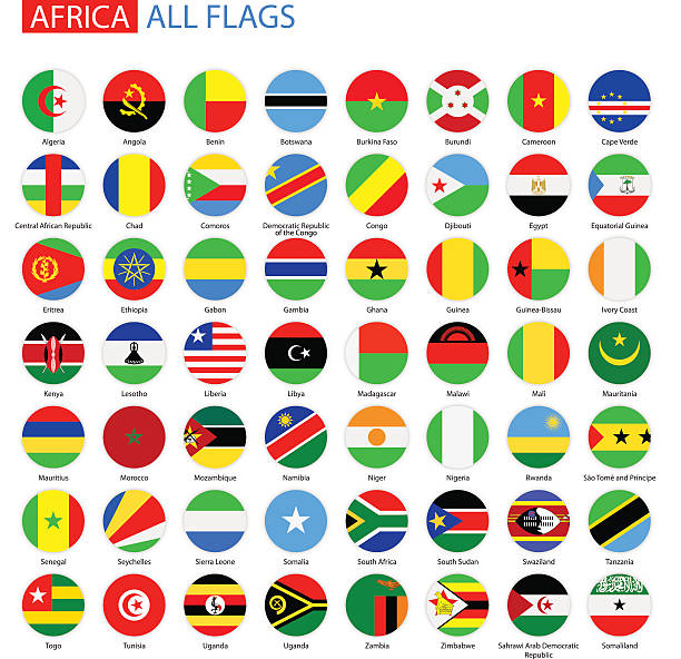 Flat Round Flags of Africa - Full Vector Collection Vector Set of African Flag Buttons chad central africa stock illustrations