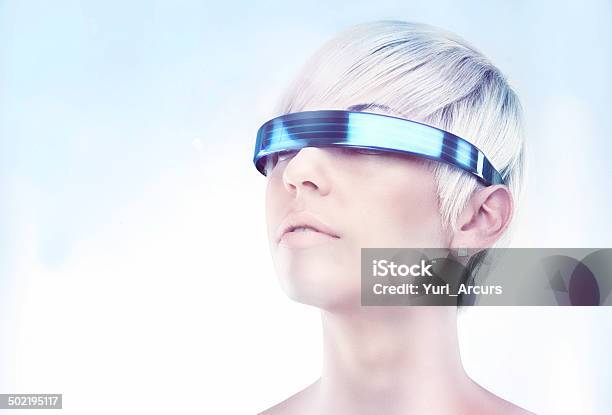 Envisioning The Future Stock Photo - Download Image Now - Futuristic, Eyeglasses, Women