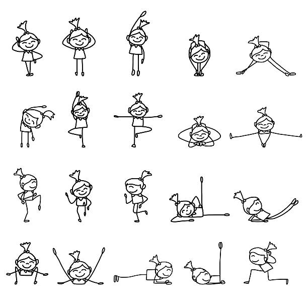 ilustrações de stock, clip art, desenhos animados e ícones de mão de mulher desenho personagem prática de ioga - yoga posture dog cobra