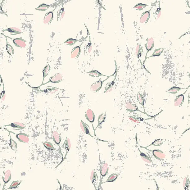 Vector illustration of grungy floral seamless pattern
