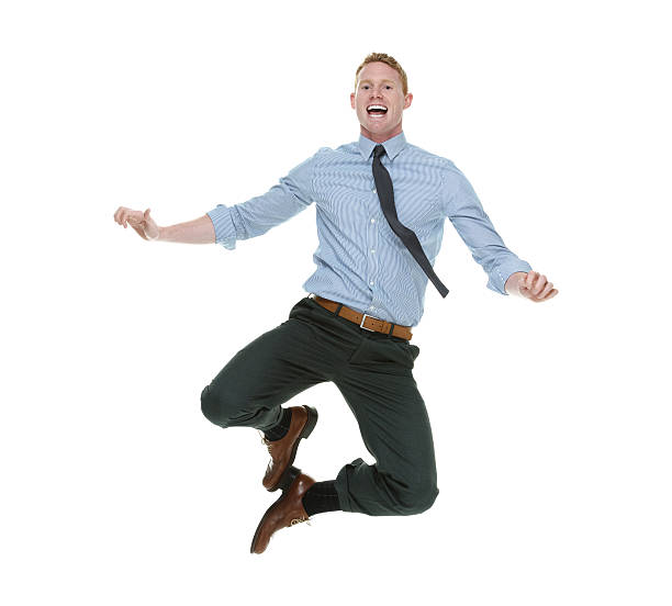istock Cheerful businessman jumping 502197831