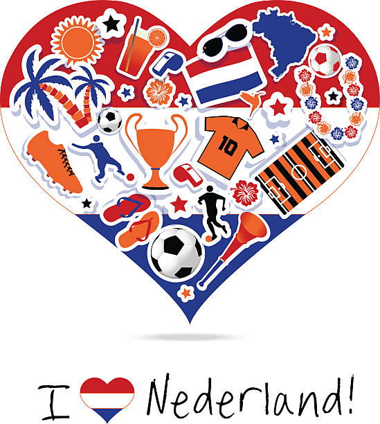 Netherlands fan flag love vector art illustration