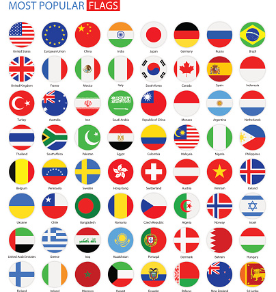 Vector Set of National Flag Icons