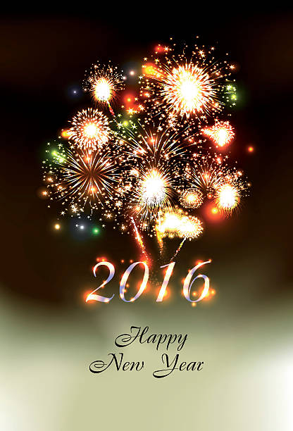 szczęśliwego nowego roku 2016 r. - firework display new years eve new year party stock illustrations