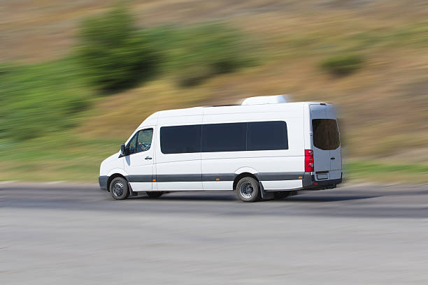istock minibus moves on the highway 502214440