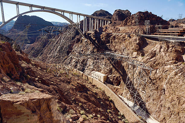 istock Non-standard mounting high-voltage lines on the Hoover Dam 502216592