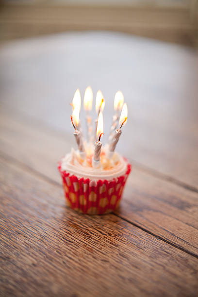 istock birthday cupcake with lit candles 502217806