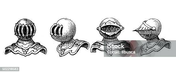 Antique Illustration Of Helms Stock Illustration - Download Image Now - Knight - Person, Helmet, Work Helmet