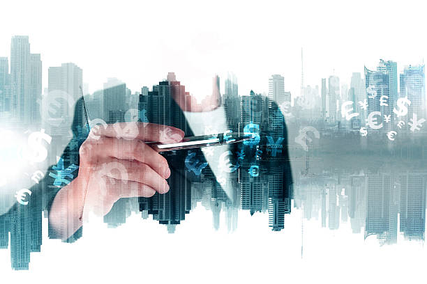 istock Double expose of human hands touch money sign 502218736