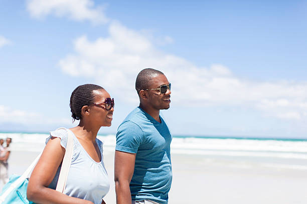 istock African couple walking on the beach 502220337