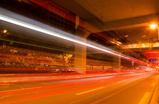 istock Big city road car lights at night 502220899