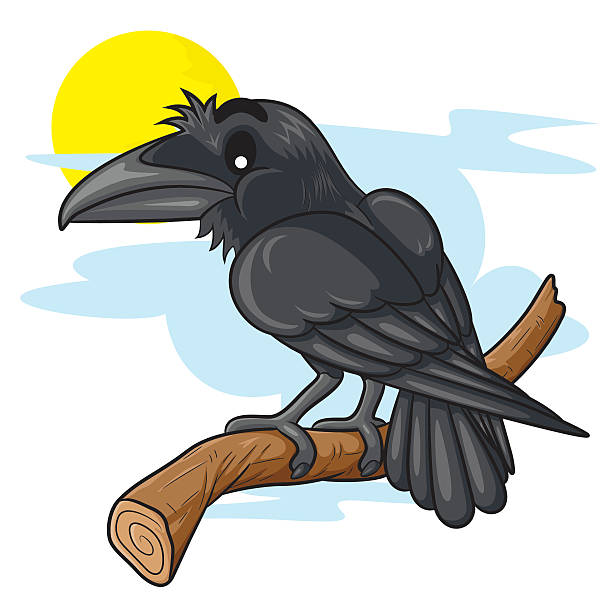 Raven Cartoon-vektorgrafik och fler bilder på Kråka - Kråka, Serier, Träd -  iStock
