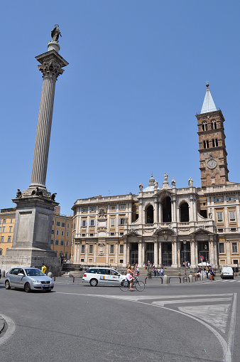 Rome, Italy - June 23, 2014: Tourists visiting the Santa Maria Maggiore church
