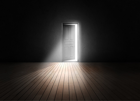 Open door into the darkness.