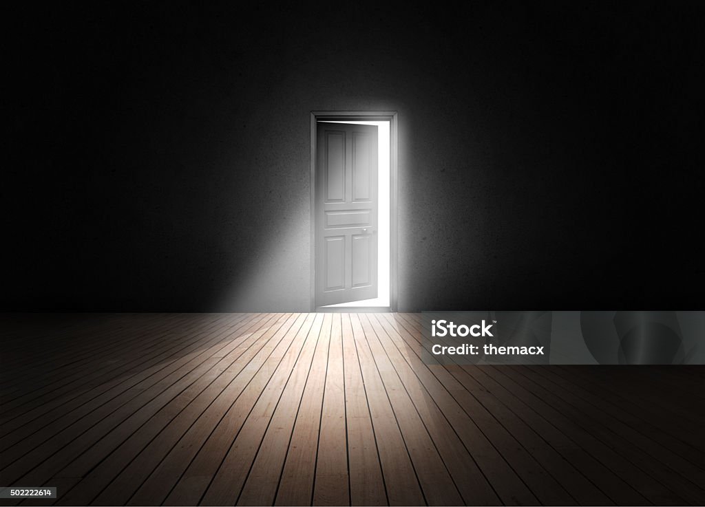 Open Door Open door into the darkness. Door Stock Photo