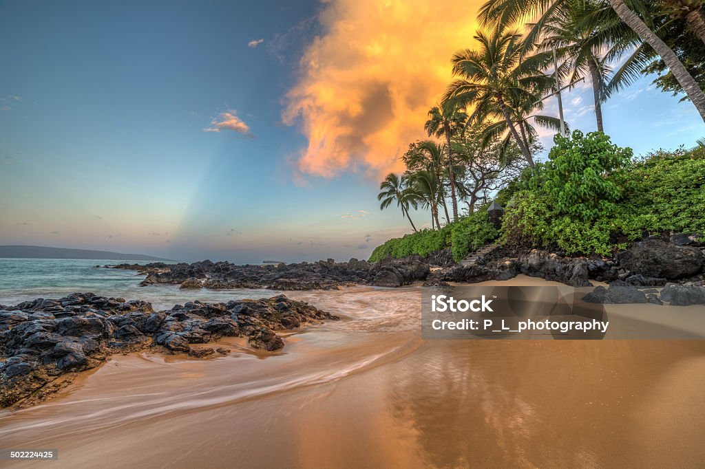 Secret Cove at Sunrise Secret cove of Makena on the island of Maui, Hawaii at Sunrise Hawaii Islands Stock Photo