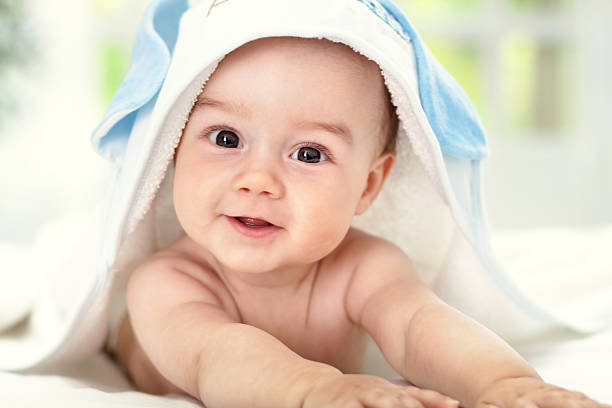 istock Smiling baby after shower 502225225