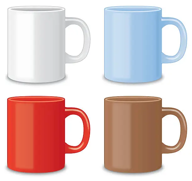 Vector illustration of Four Coffee Mugs