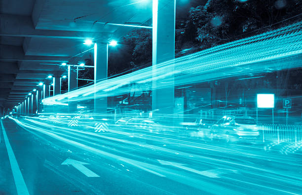 istock Big city road car lights at night 502225875