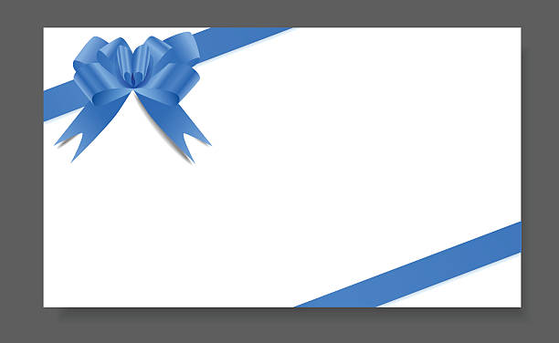 Blue bow and two ribbons present certificate vector art illustration