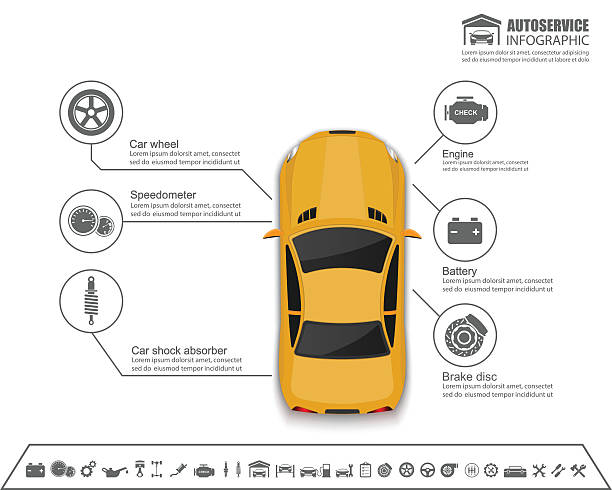 auto-auto-service infografiken design.vector - auto grafiken stock-grafiken, -clipart, -cartoons und -symbole