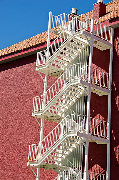 istock Emergency stairs by the wall 502226540