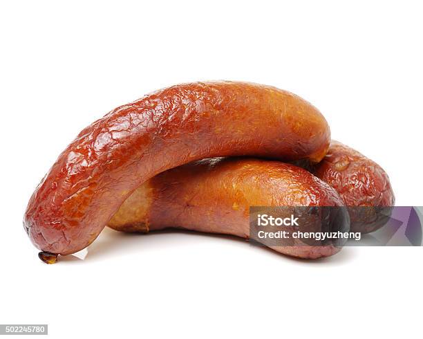 Fresh Sausage Stock Photo - Download Image Now - Smoked Sausage, White Background, 2015