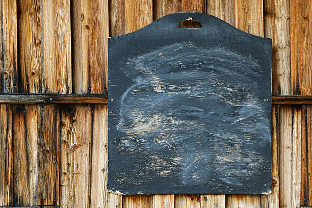 istock blank Blackboard with chalk stain on a wooden wall 502247630